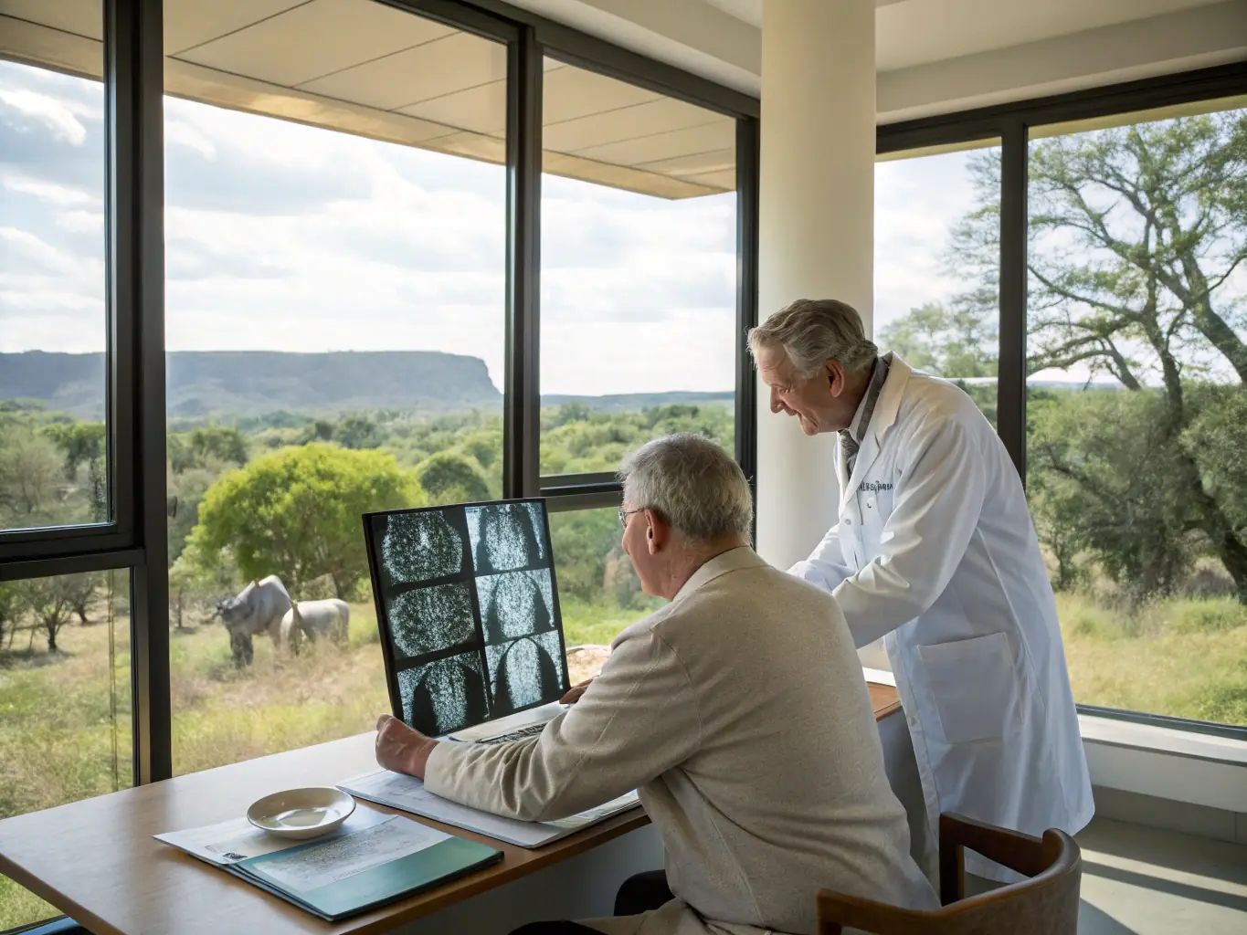 An orthopedic surgeon consulting with a patient, emphasizing the hospital's personalized approach to orthopedic care.